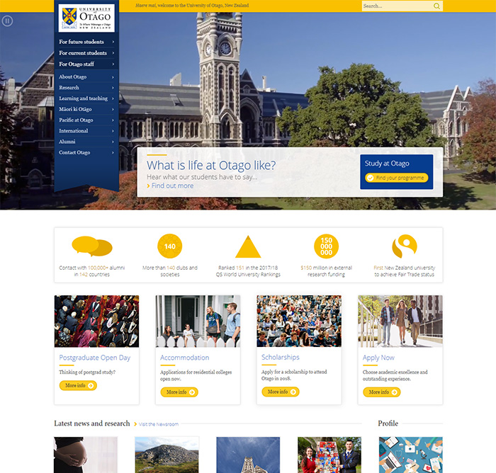 奧塔哥大學(xué)的學(xué)校網(wǎng)站建設(shè)